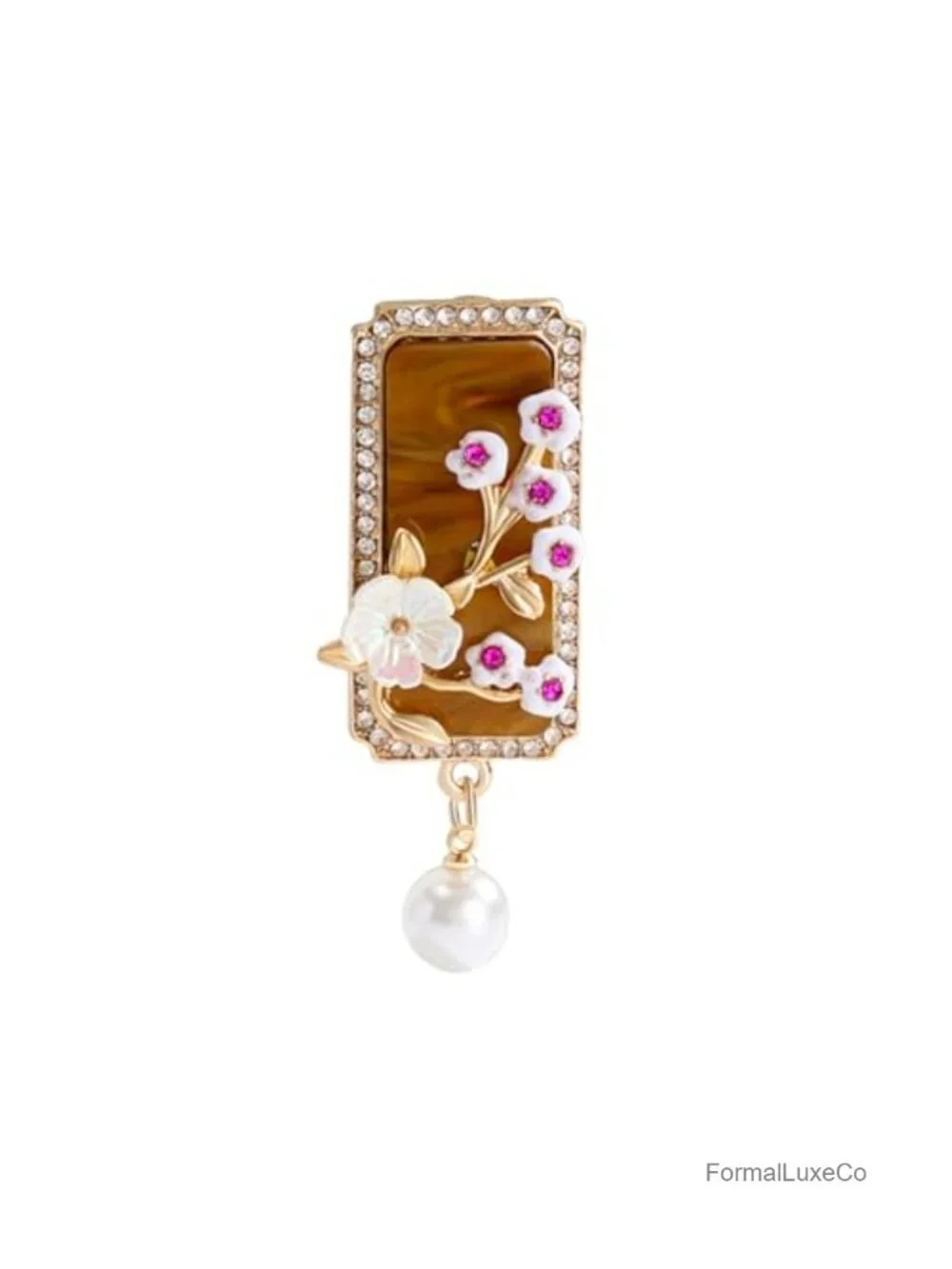 Geometric Square Rhinestone Crystal Brooch Pin for Women - Elegant Blazer Scarf